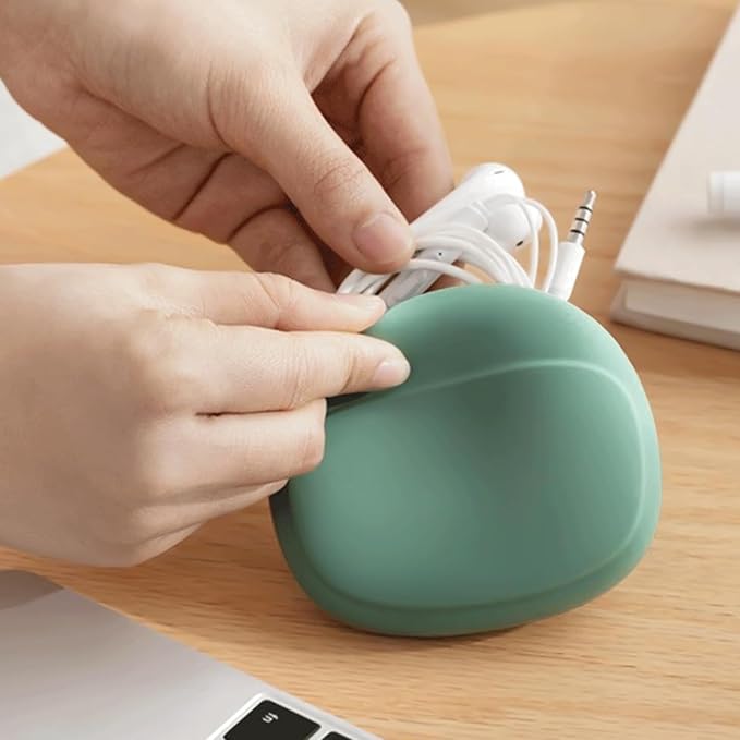 Silicone Headphone Organizer - Portable Earbud Case Data Cable Storage Case