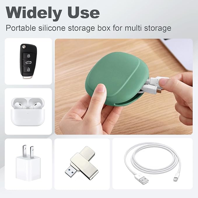 Silicone Headphone Organizer - Portable Earbud Case Data Cable Storage Case