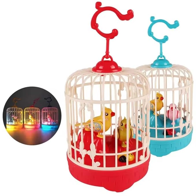 Lovely Talking Bird Cage for Kids with Light and Music Voice Controlled Induction Bird Mini Birdcage