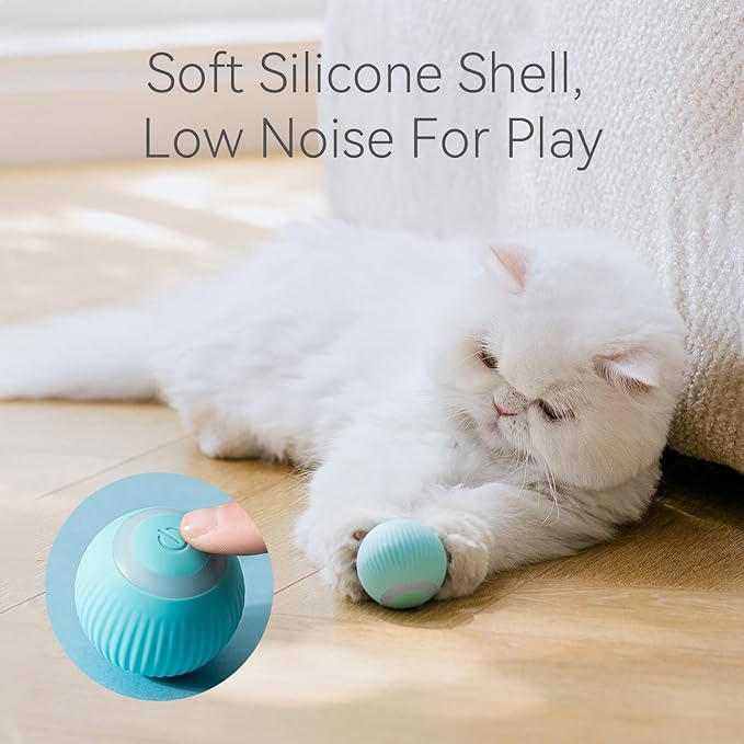 Interactive Cat Toy Ball with LED Light, 360° Self-Rotating Electric Ball, USB Rechargeable Electric Cat Toy
