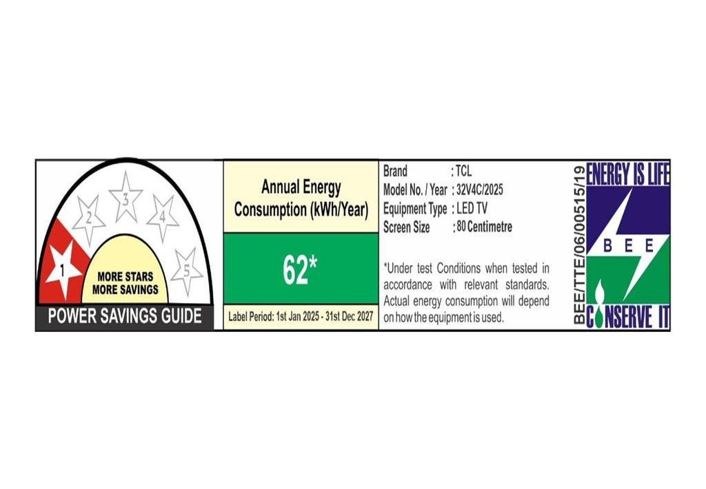 TCL 80 cms (32 inches) V4C Series HD Ready Smart QLED Google TV 32V4C, ‎240 Volts