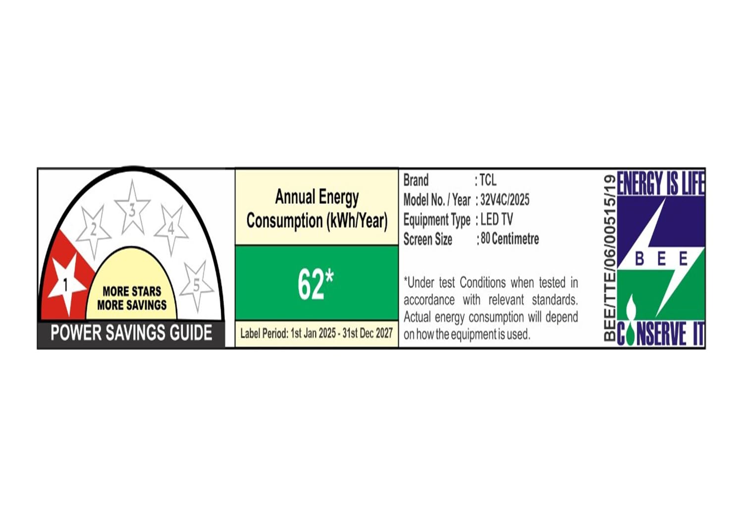 TCL 80 cms (32 inches) V4C Series HD Ready Smart QLED Google TV 32V4C, ‎240 Volts