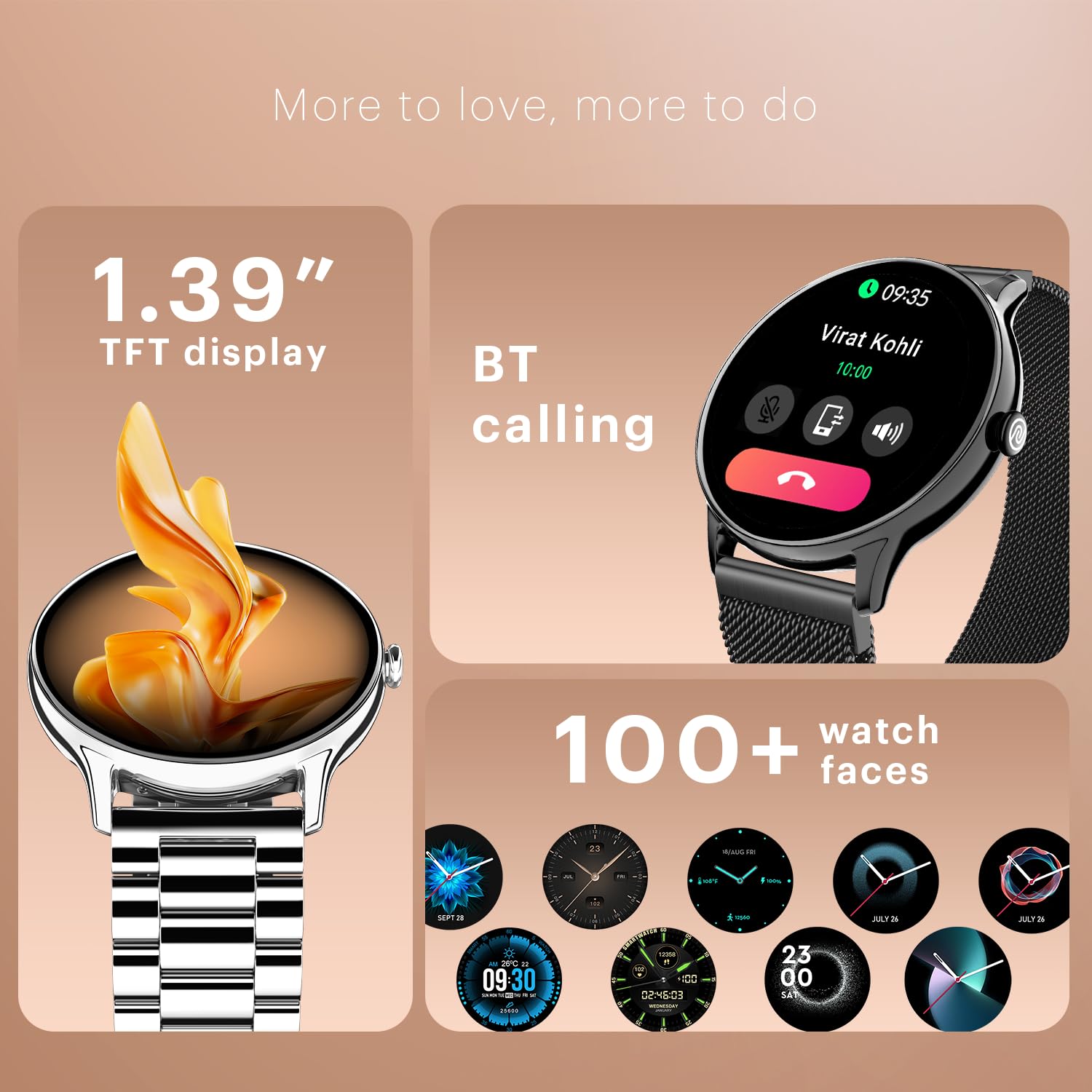 Noise Twist Round dial Smart Watch with Bluetooth Calling, 1.38" TFT Display, up-to 7 Days Battery, 100+ Watch Faces, IP68, Heart Rate Monitor, Sleep Tracking (Jet Black)