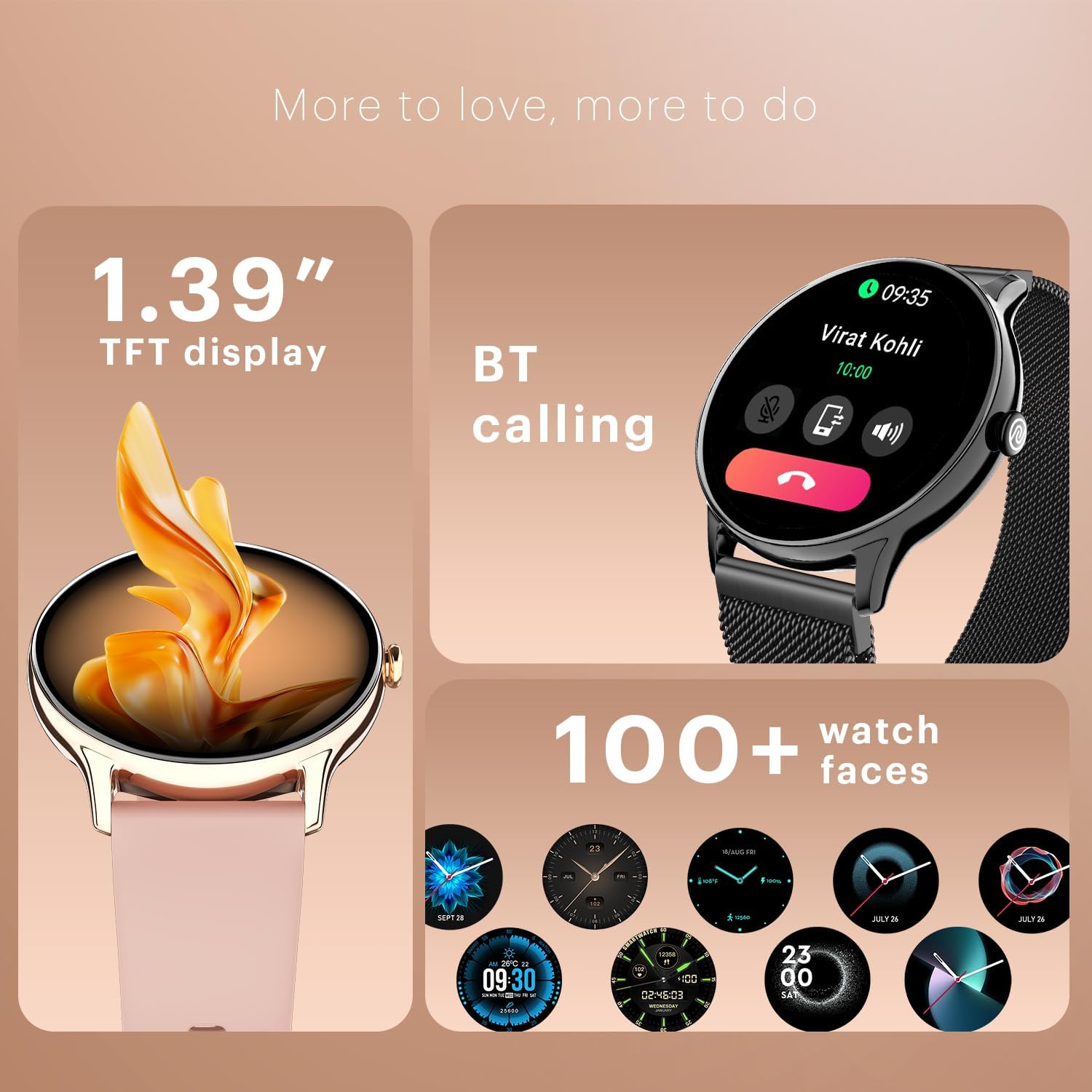 Noise Twist Round dial Smart Watch with Bluetooth Calling, 1.38" TFT Display, up-to 7 Days Battery, 100+ Watch Faces, IP68, Heart Rate Monitor, Sleep Tracking (Jet Black)