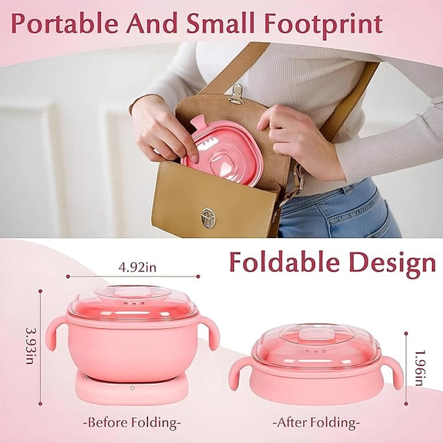 Silicone Foldable Wax Heater | Compact Wax Machine with Quick & Even Heating, Detachable Lid, Easy-to-Clean for Women & Men