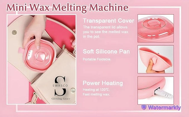 Silicone Foldable Wax Heater | Compact Wax Machine with Quick & Even Heating, Detachable Lid, Easy-to-Clean for Women & Men